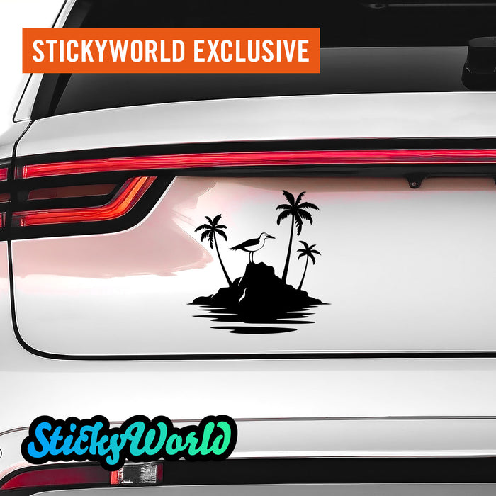 Aufkleber Insel mit Möwe | Sticker für Campingfahrzeuge, Autos, etc.