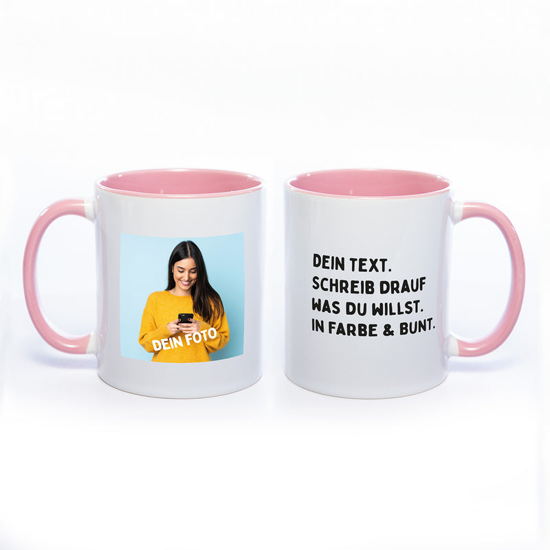 Personalisierte Fototasse – Gestalte Deine eigene Keramiktasse mit Foto und Text – Spülmaschinenfester Sublimationsdruck
