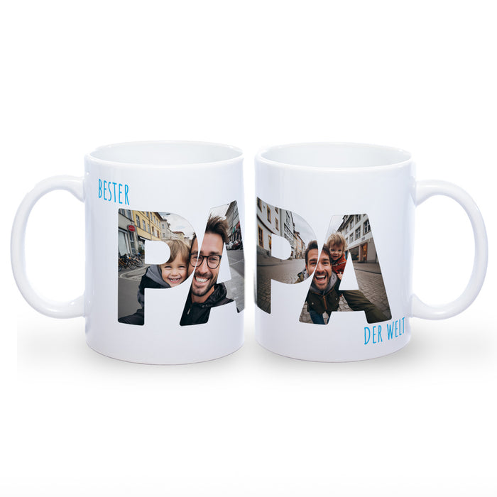 Tasse "Bester Papa der Welt" mit eigenen Fotos | Garantiert spülmaschinenfest