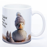 süße Kaffeetasse zum Wichteln, zu Nikolaus oder zu Weihnachten. mit süßem Gänsemotiv und Spruch: 9 von 10 Gänse empfehlenRindersteak zu Weihnachten. In der Farbe weiß