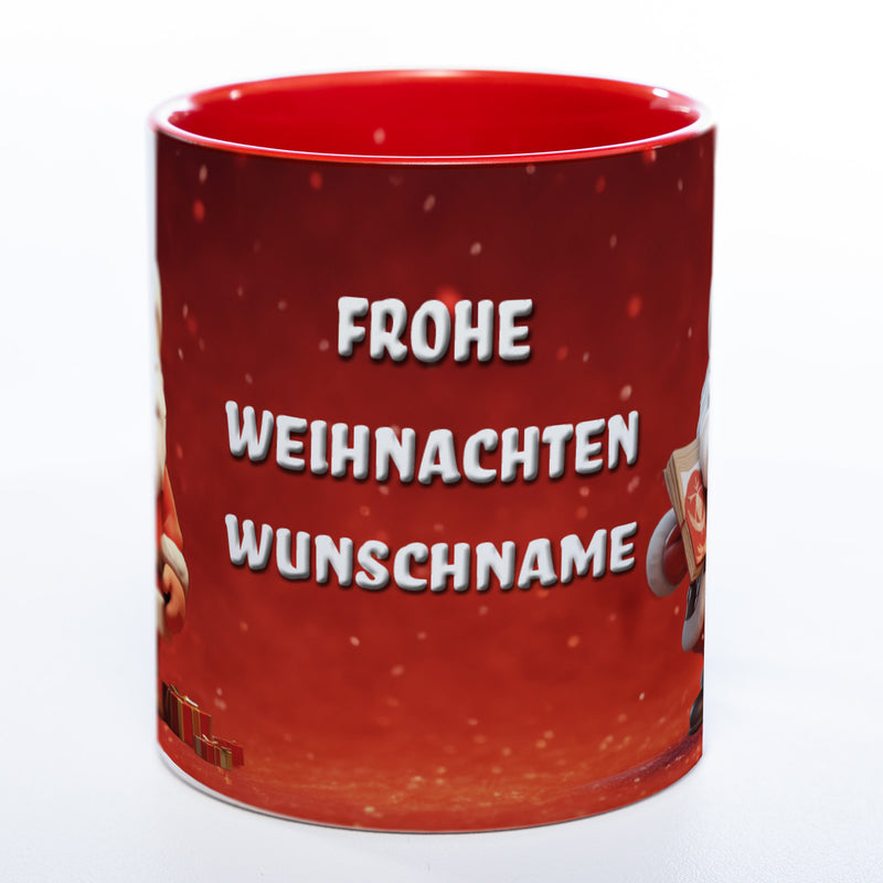 Weihnachtsmann-Tasse mit Wunschnamen - spülmaschinenfest
