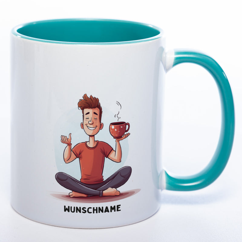Motiv-Tasse Yoga Tee-Meditator  mit Wunschnamen - Teetasse StickyWorld Exclusive spüülmaschinenfest