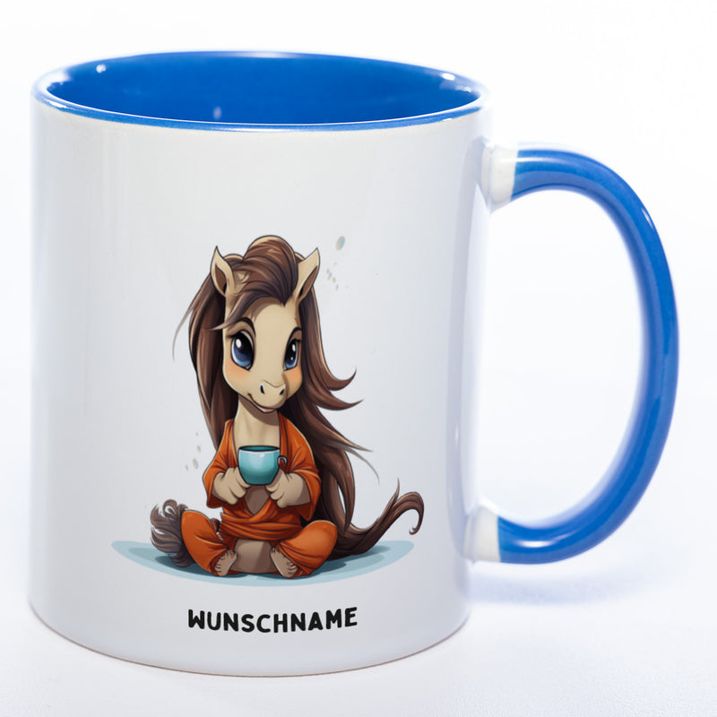 Motiv-Tasse  Yogapferd  mit Wunschnamen- Teetasse StickyWorld Exclusive spülmaschinenfest