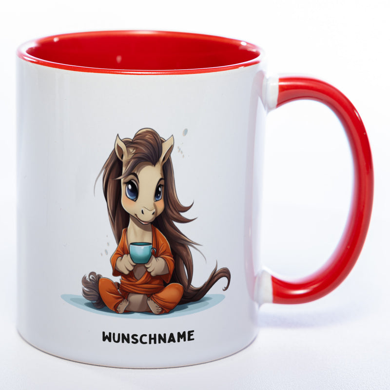 Motiv-Tasse  Yogapferd  mit Wunschnamen- Teetasse StickyWorld Exclusive spülmaschinenfest