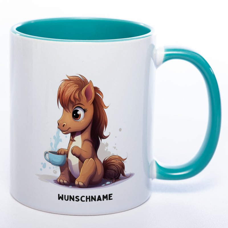 Motiv-Tasse  Yogapferd 3  mit Wunschnamen - Teetasse StickyWorld Exclusive spülmaschinenfest