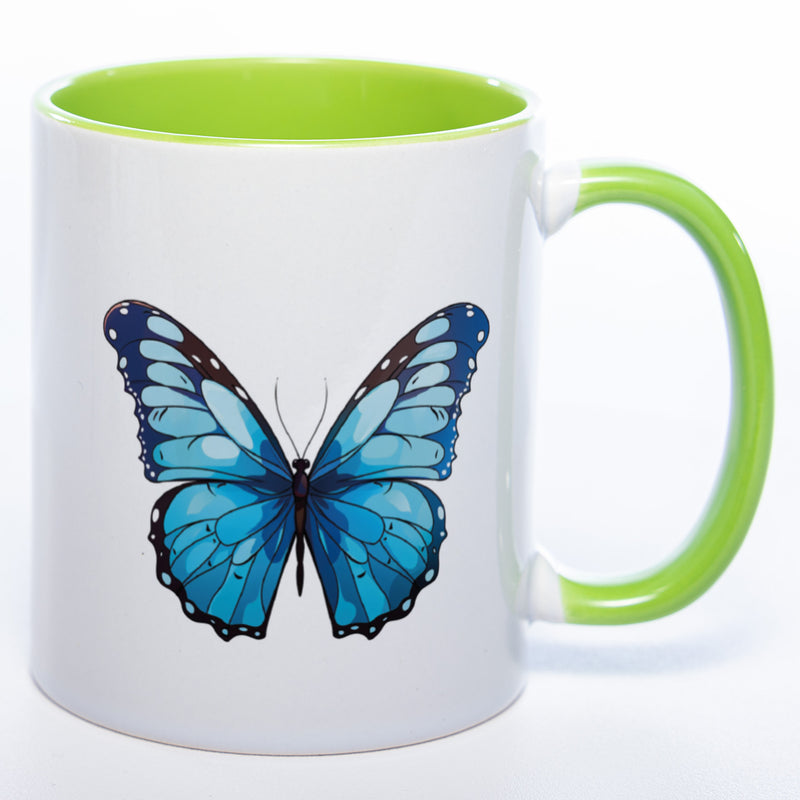 Spülmaschinenfeste Tasse mit blauem Schmetterling - Kaffeetasse