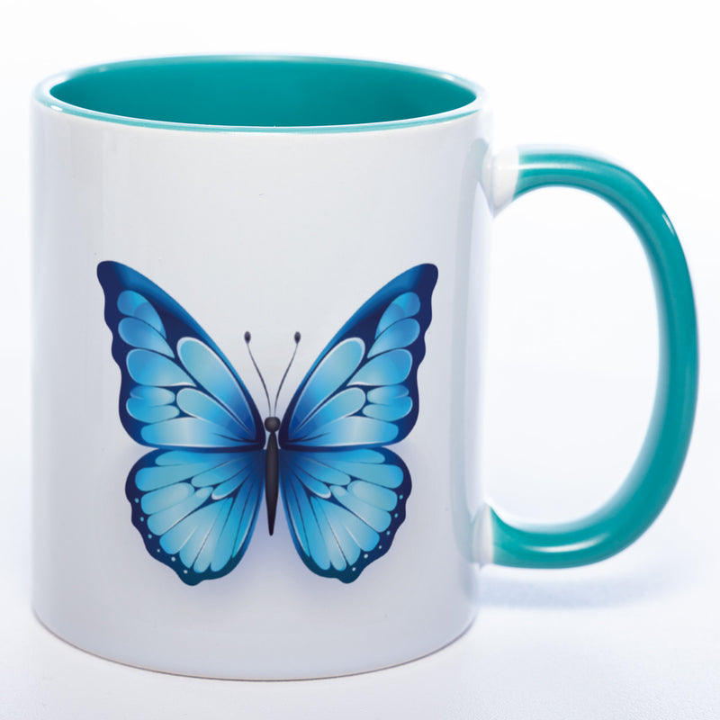 Spülmaschinenfeste Tasse mit blauem Schmetterling Motiv 2 - Kaffeetasse