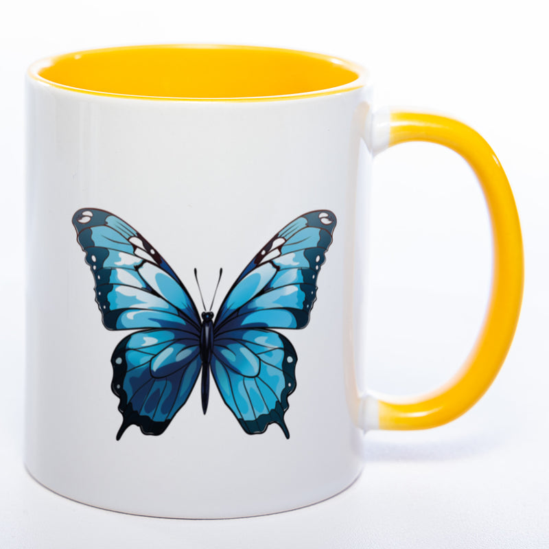 Spülmaschinenfeste Tasse mit blauem Schmetterling Motiv 3 - Kaffeetasse