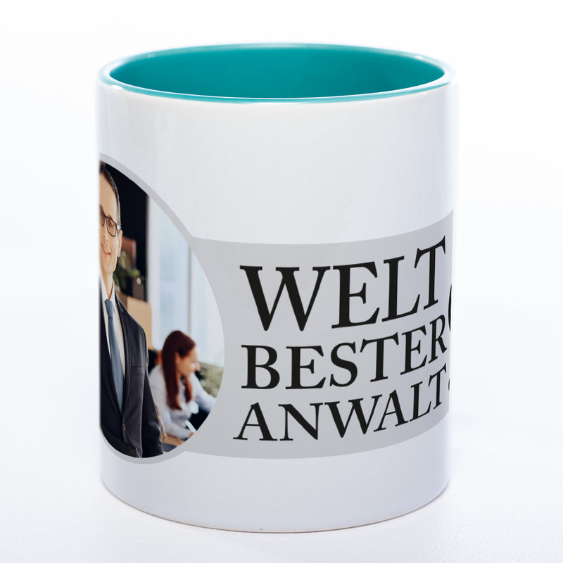 Tasse "Weltbester Anwalt" mit Foto (HD Druck) | Jetzt selbst gestalten! spülmaschinenfest