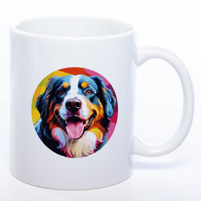 Hundetasse Bernersennenhund 2 mit Wunschname in weiß