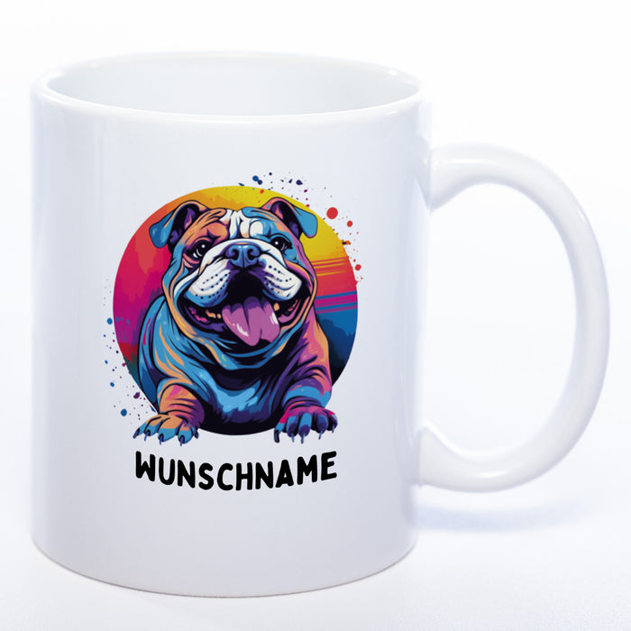 Mug Art Tasse mit Englischer Bulldogge Motiv & wahlweise mit NAMEN - Kaffeetasse StickyWorld Exclusive