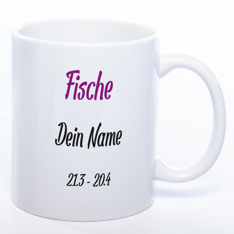 Sternzeichen -Tasse mit Namen und Geburtsdatum - spülmaschinenfest