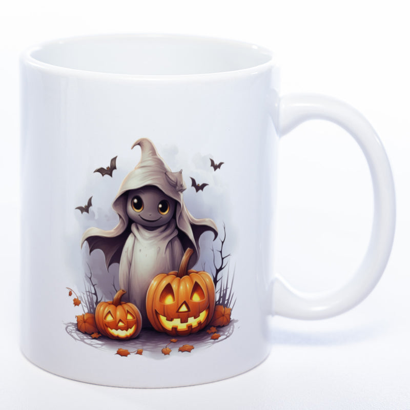 Motiv-Tasse mit süßem Geist und Kürbissen 2 - exclusive Kaffeetasse spülmaschinenfest