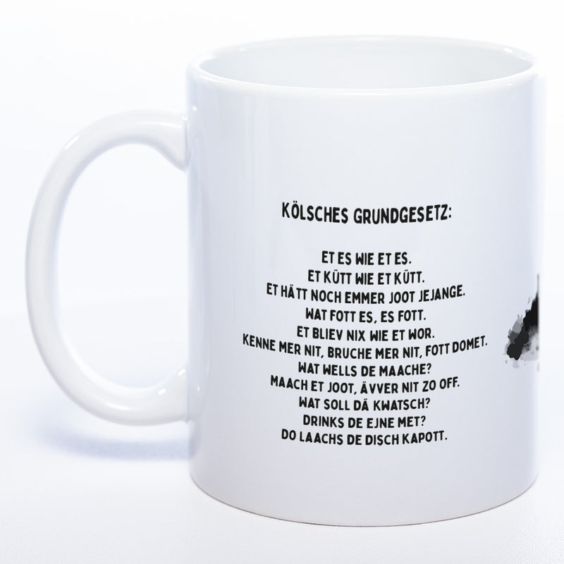Motiv-Tasse Skyline KÖLN mit kölschem Grundgesetz spülmaschinenfest