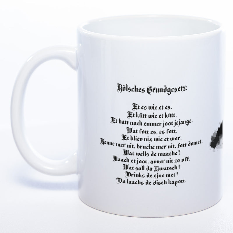 Motiv-Tasse Skyline KÖLN mit kölschem Grundgesetz spülmaschinenfest