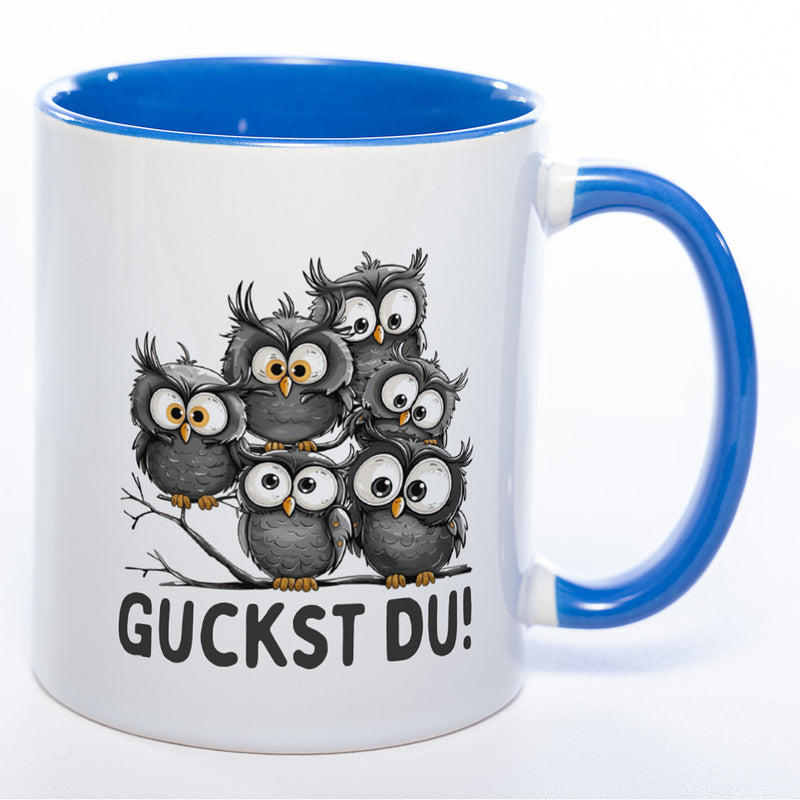 Motiv-Tasse mit Spruch "Guckst Du!" - lustige Kaffeetasse in vielen Farben -spülmaschinenfest