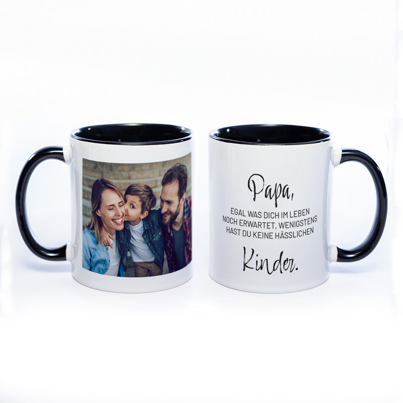 Spülmaschinenfeste Tasse "Papa" mit Foto (HD Druck) | Jetzt selbst gestalten!