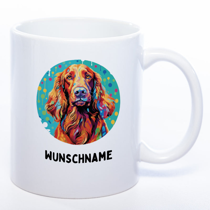 Mug Art Tasse mit Irish Setter Motiv 3 wahlweise mit NAME - Kaffeetasse StickyWorld Exclusive