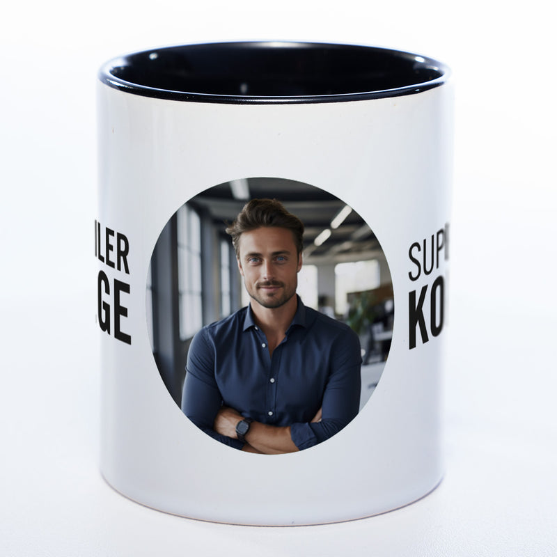 Spülmaschinenfeste Tasse "Supergeiler Kollege" mit Foto (HD Druck) | Jetzt selbst gestalten!