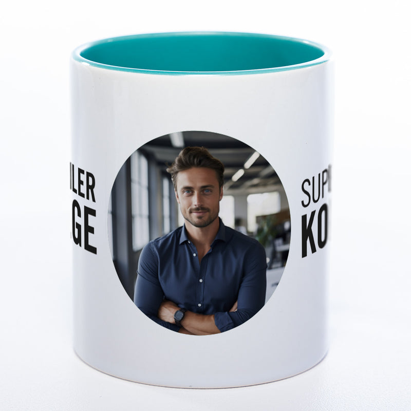Spülmaschinenfeste Tasse "Supergeiler Kollege" mit Foto (HD Druck) | Jetzt selbst gestalten!