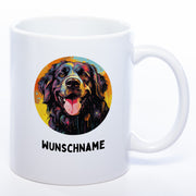 Tasse mit Wunschnamen und Landseer weiß