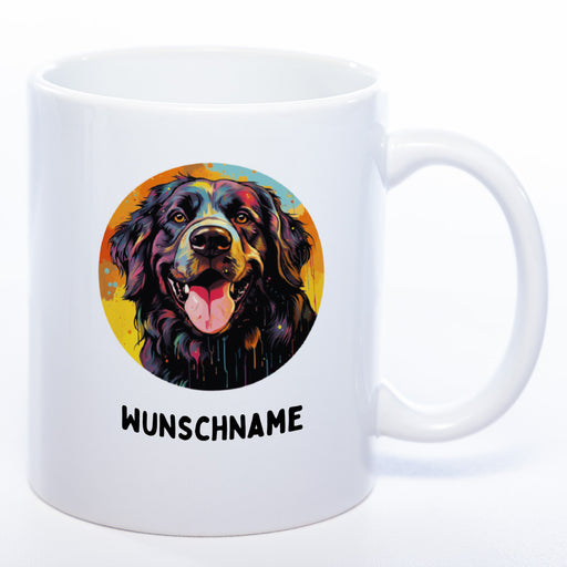 Tasse mit Wunschnamen und Landseer weiß