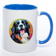 Tasse auf Wunsch mit Namen und Landseer-Motiv blau