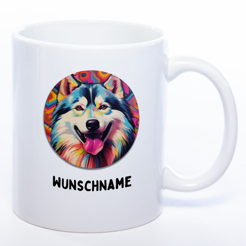 Mug Art Tasse mit Malamute Motiv 3 wahlweise mit NAME - Kaffeetasse StickyWorld Exclusive