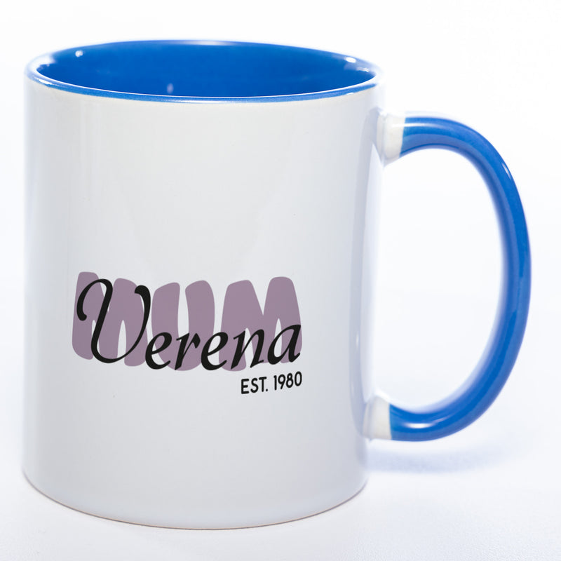 Tasse "MUM" mit Namen und Geburtsjahr - Tolle Geschenkidee zu Muttertag spülmaschinenfest