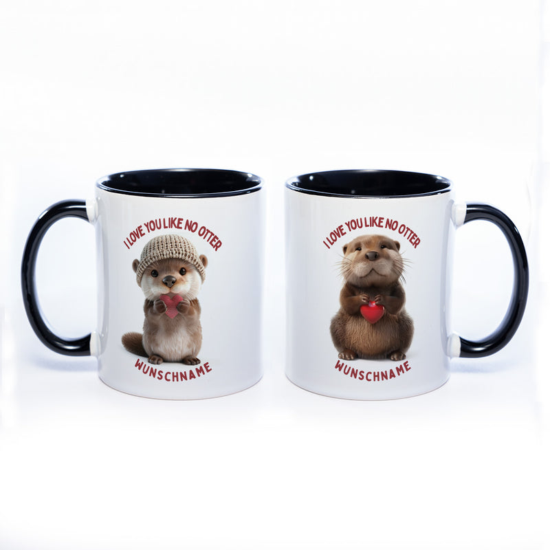 Spülmaschinenfeste Motiv-Tasse mit Otter Motiv 4 und 2 Liebessprüchen zur Auswahl - süße Kaffeetasse