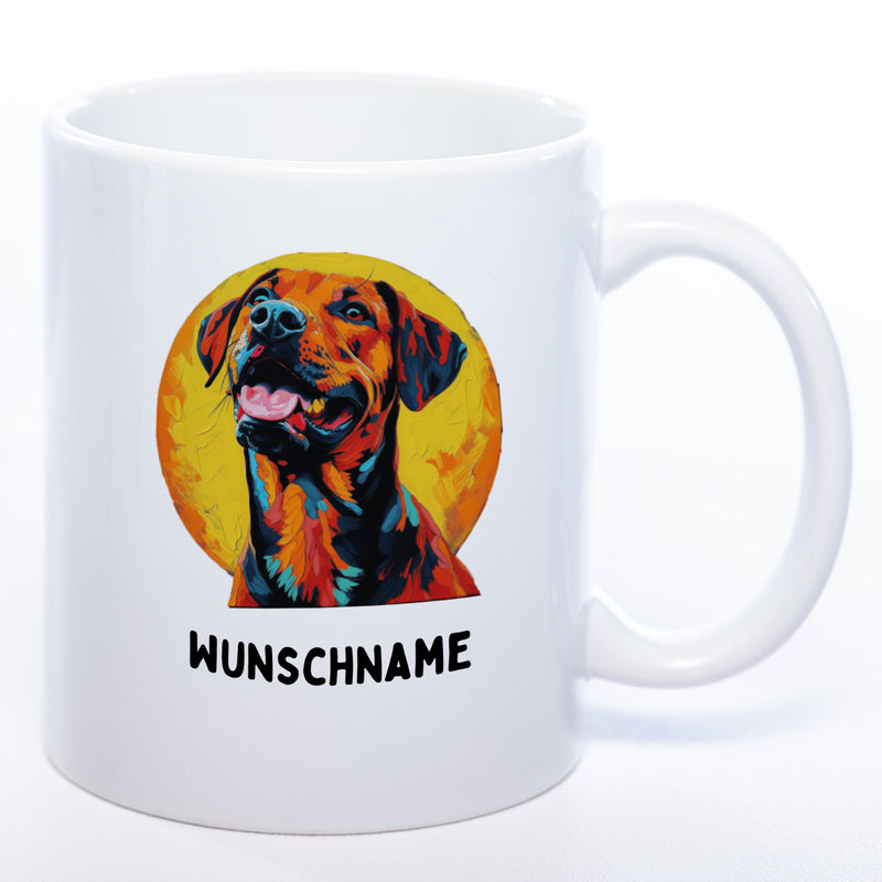 Mug Art Tasse mit Rhodesian Ridgeback Motiv 4 & wahlweise mit NAMEN- Kaffeetasse StickyWorld Exclusive