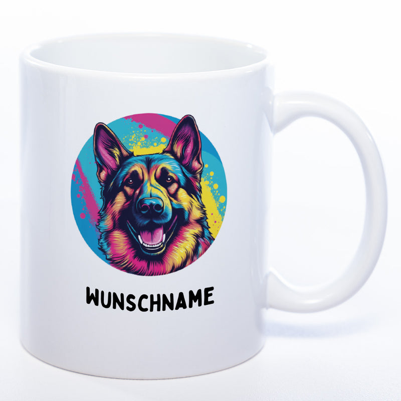 Mug Art Tasse mit Schäferhund Motiv 2 & wahlweise mit NAME - Kaffeetasse StickyWorld Exclusive