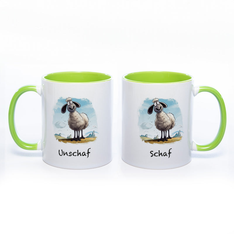 Lustige Motiv - Tasse Schaf Unschaf  - spülmaschinenfest