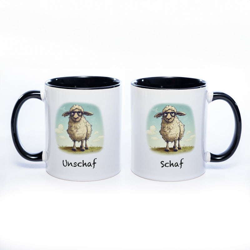 Lustige Motiv - Tasse Schaf Unschaf  - spülmaschinenfest