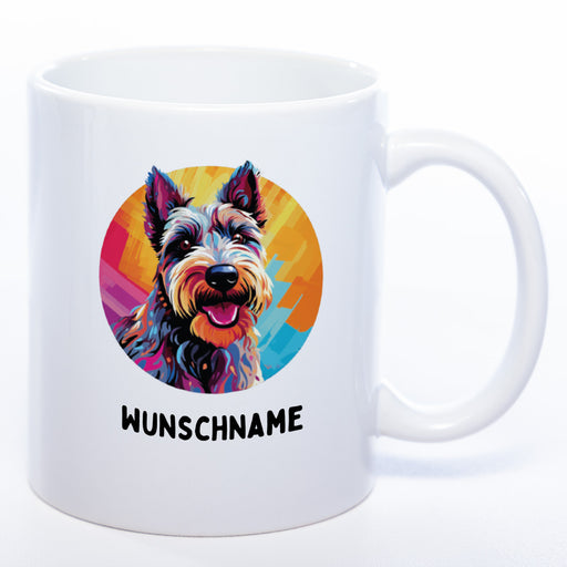 Hundetasse Scotchterrier 1 mit Wunschname in weiß