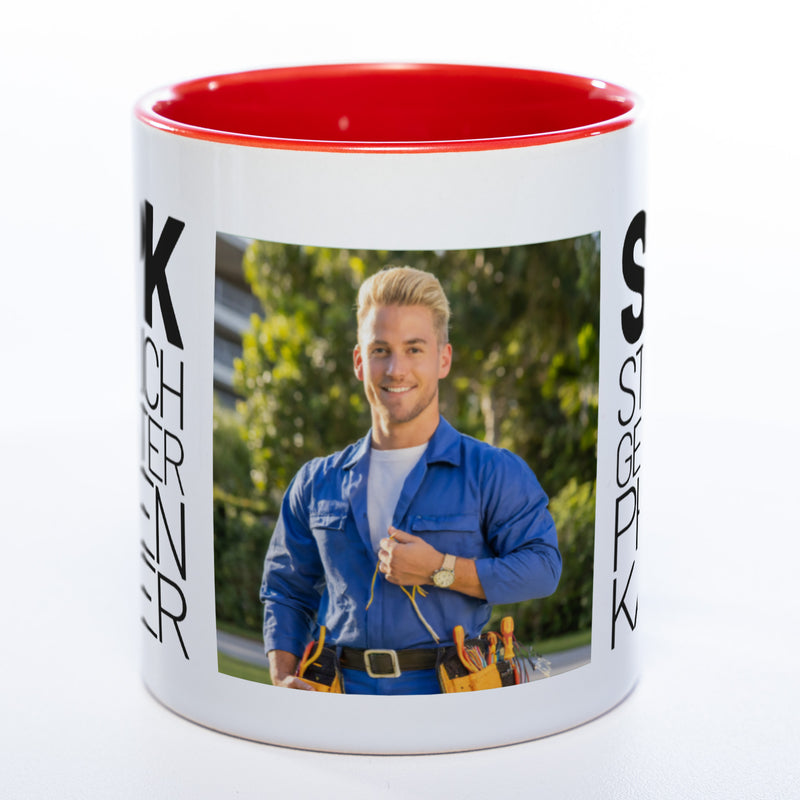 Freche Elektriker "SGPK" spülmaschinenfeste Tasse mit Foto (HD Druck) | Jetzt selbst gestalten!