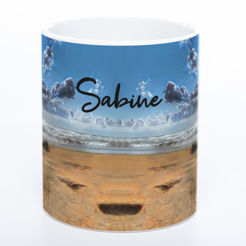 Tasse mit Strandbild Treibholz und Deinem Namen - Tolle Geschenkidee - spülmaschinenfest