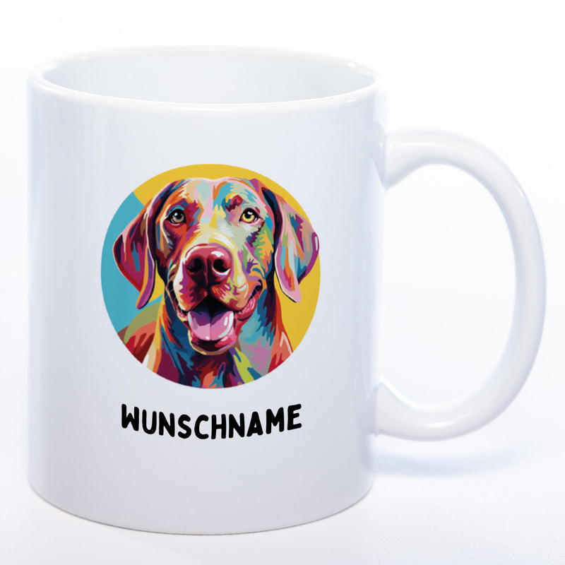 Mug Art Tasse mit Weimaraner Motiv 2 wahlweise mit NAME - Kaffeetasse StickyWorld Exclusive
