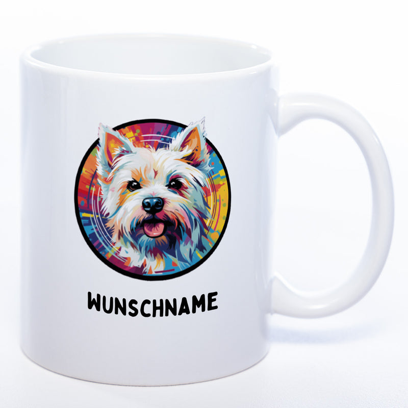 Mug Art Tasse mit Westhighland Terrier Motiv 4 & wahlweise mit NAMEN - Kaffeetasse StickyWorld Exclusive