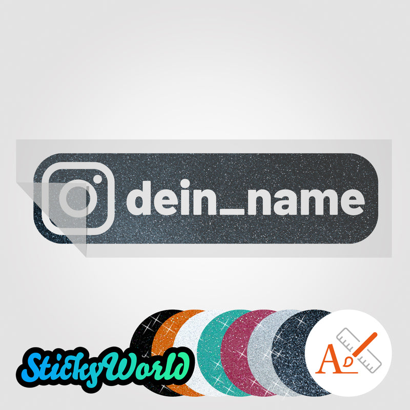 Social Media Sticker mit Deinem Namen im BOLD-Design in Sonderfarben GLITZER, REFLEKTOR, HOLO, GOLD, SILBER, NEON, FARBWECHSEL, MILCHGLAS