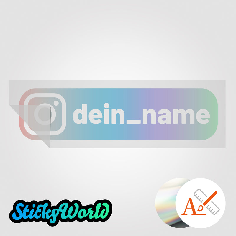 Social Media Sticker mit Deinem Namen im BOLD-Design in Sonderfarben GLITZER, REFLEKTOR, HOLO, GOLD, SILBER, NEON, FARBWECHSEL, MILCHGLAS