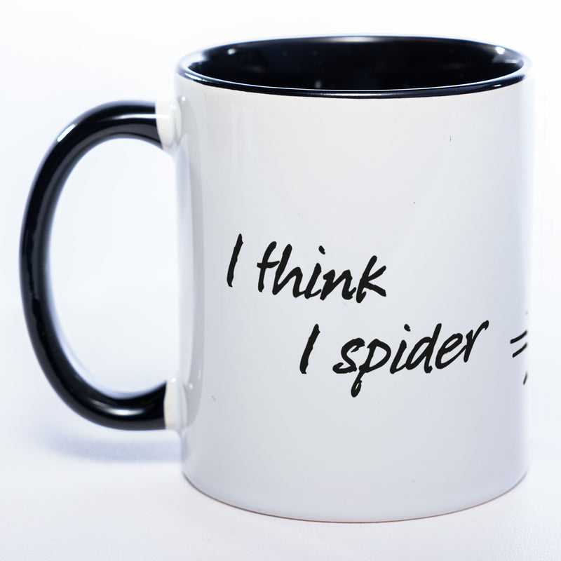 Denglisch-Tasse mit Spruch "I think I spider" - Lustige Kaffeetasse spülmaschinenfest