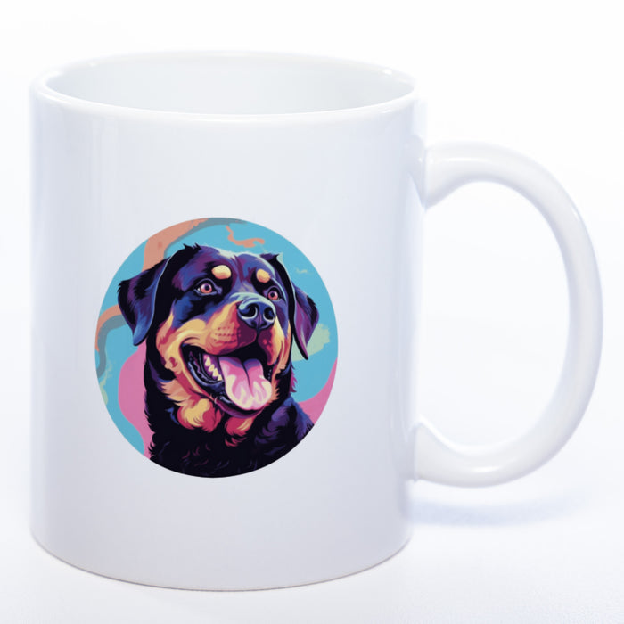 Hundetasse Rottweiler weiß wahlweise mit Name