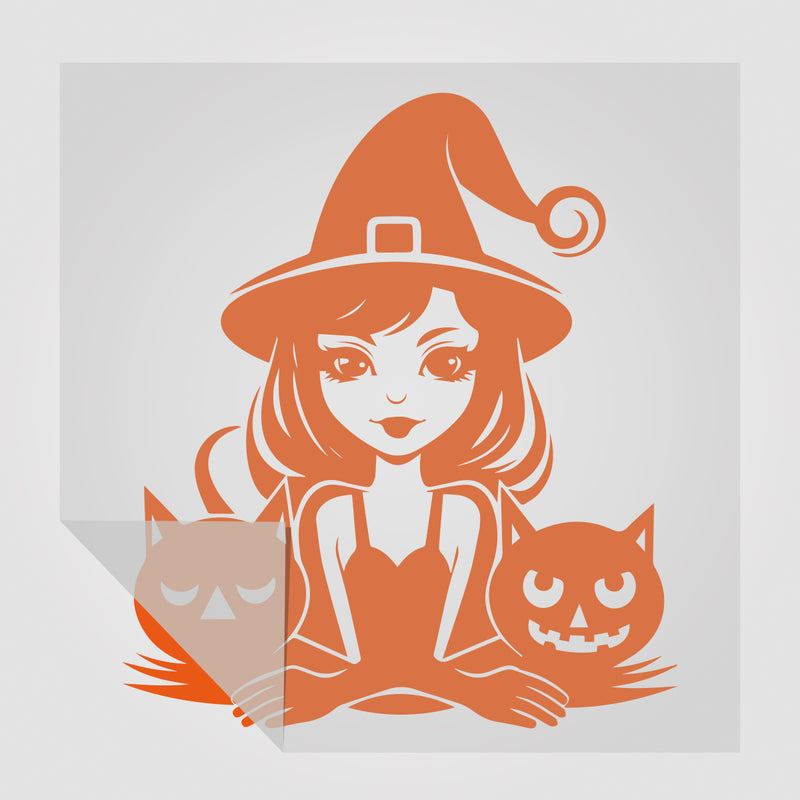 Hexe mit Katzen StickyWorld Exclusive Halloween Sticker | Foliensticker