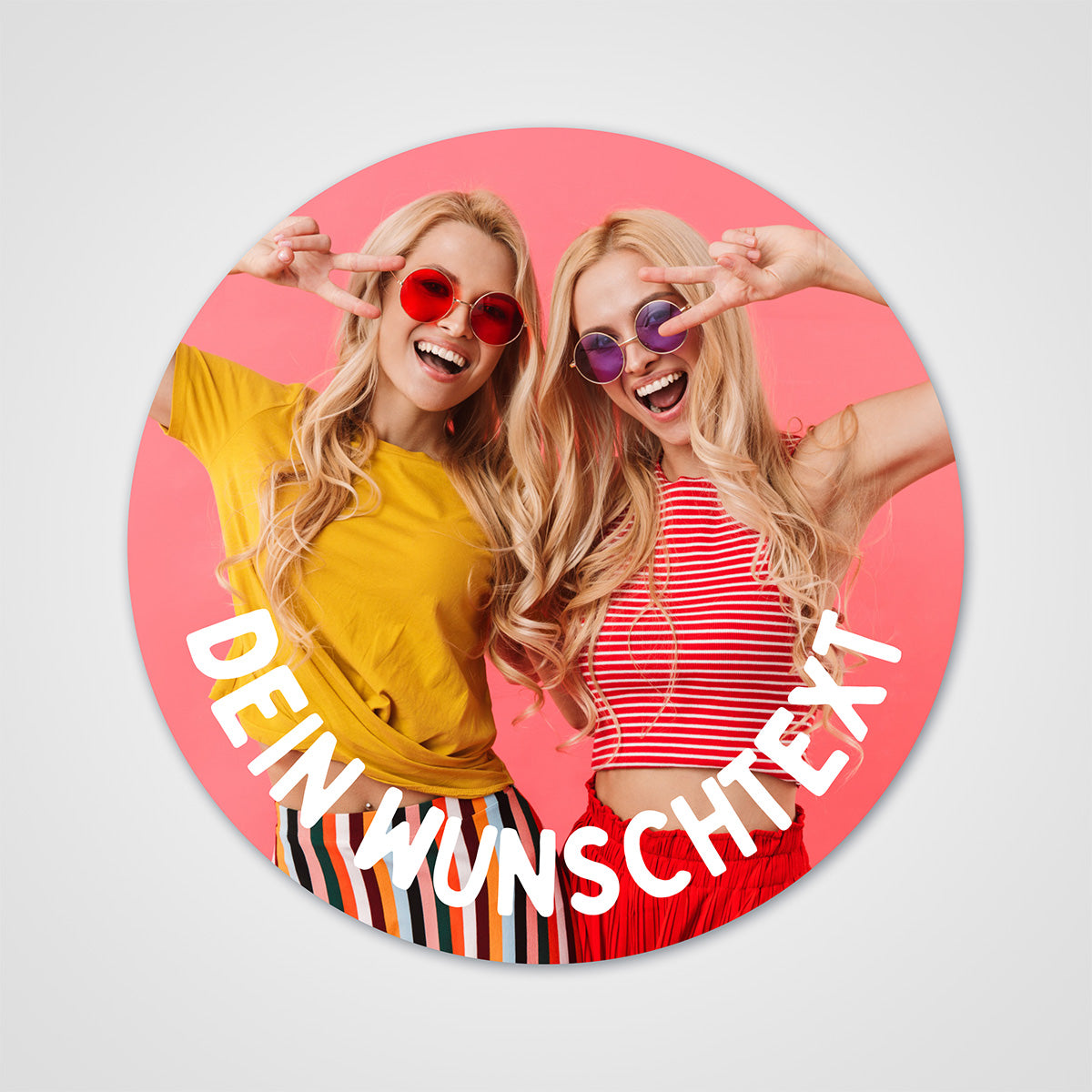 Runder individuell gestalteter Sticker mit eigenem Motiv oder Foto, hochwertiger Druck