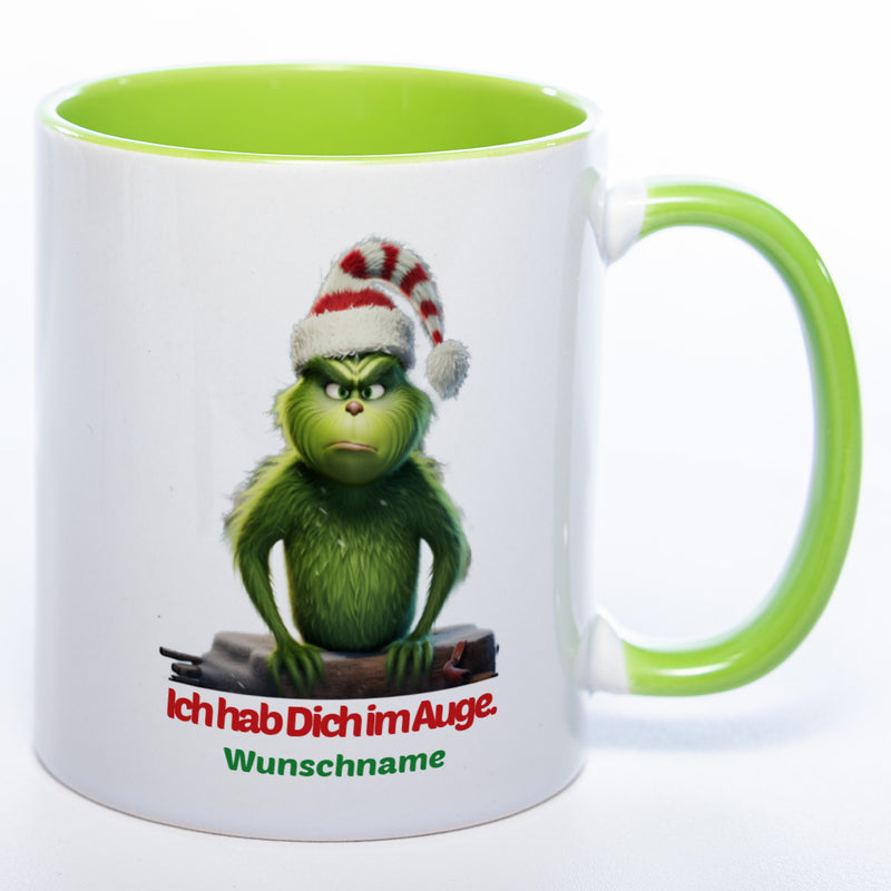 Grinch Weihnachtstasse Ich hab Dich im Auge - lustige Kaffetasse