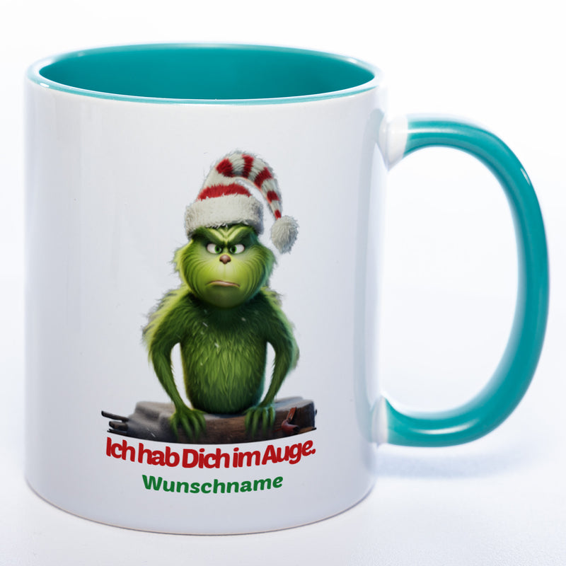 Grinch Weihnachtstasse Ich hab Dich im Auge - lustige Kaffetasse