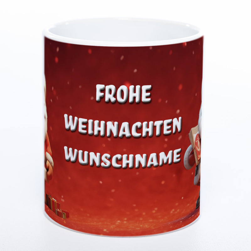 Weihnachtsmann-Tasse mit Wunschnamen - spülmaschinenfest