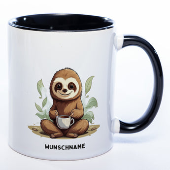 Motiv-Tasse  Yogafaultier mit Wunschnamen - Teetasse StickyWorld Exclusive - spülmaschinenfest