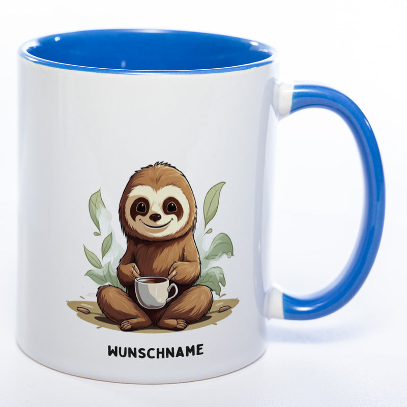 Motiv-Tasse  Yogafaultier mit Wunschnamen - Teetasse StickyWorld Exclusive - spülmaschinenfest